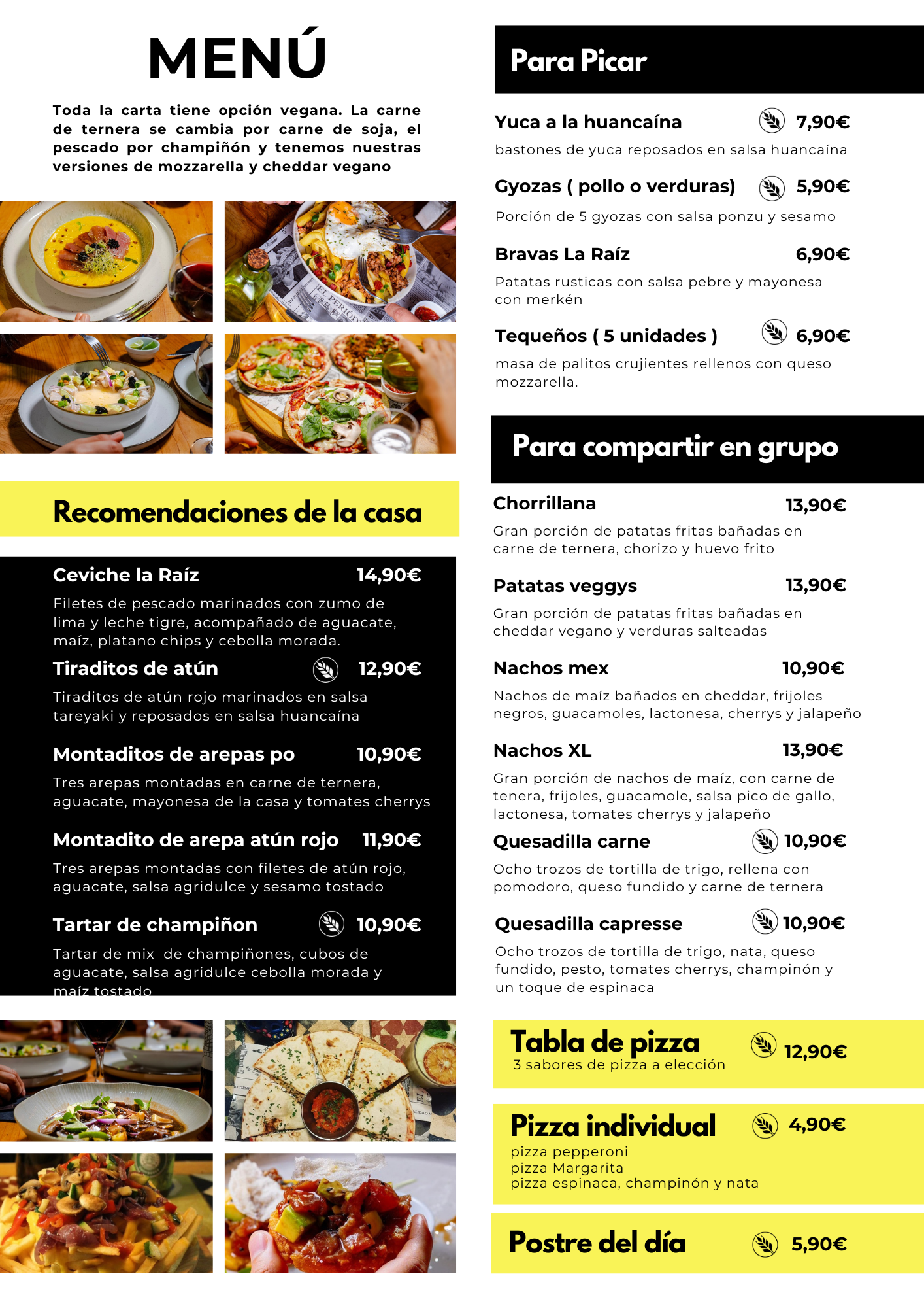 Carta bebidas
