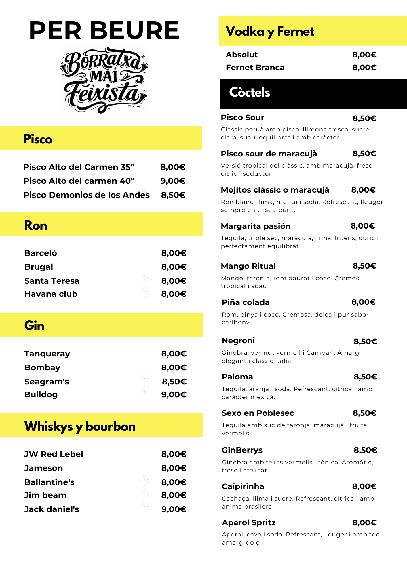 Carta tapas